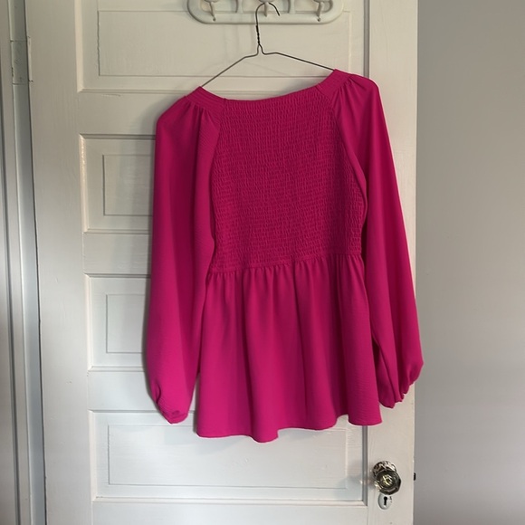 JODIFL Pink Puff Sleeve Smocked Blouse - Picture 4 of 5